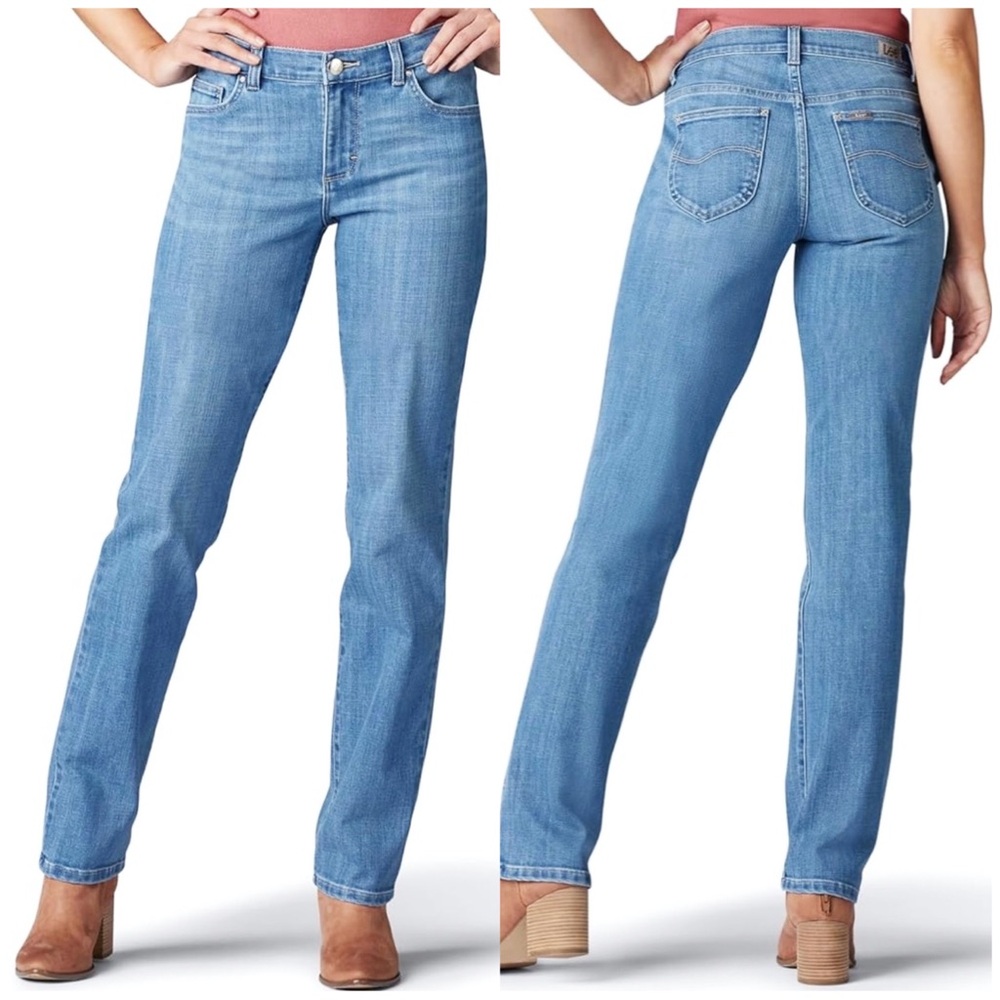 Lee : size 14 : ‘short’ : light wash relaxed fit straight leg casual denim jeans